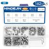 NINDEJIN Flat Point Set Screw Assorment Kit Stainless Steel M2-M10 Hexagon Socket Headless Set Grub Screw Kit with Hex Key