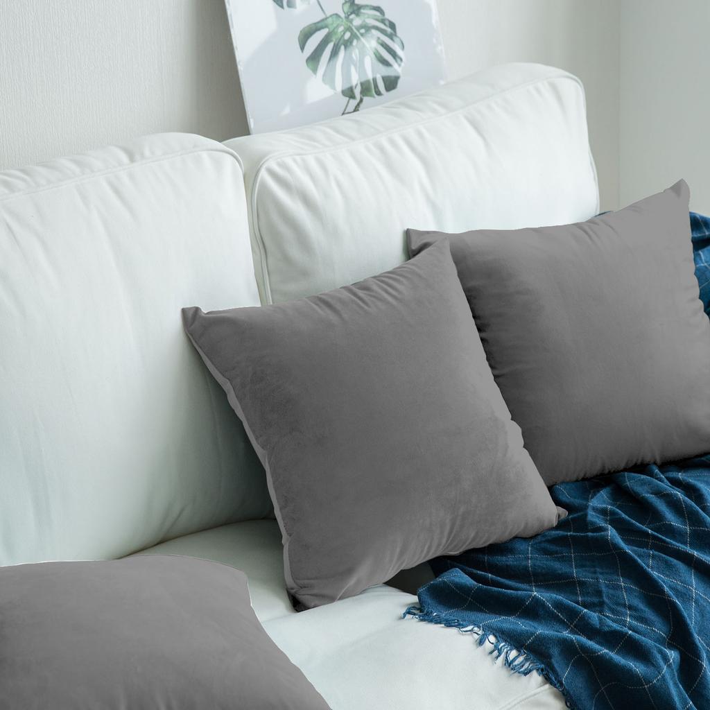 Decorative Pillowcase, Dark Gray Velvet