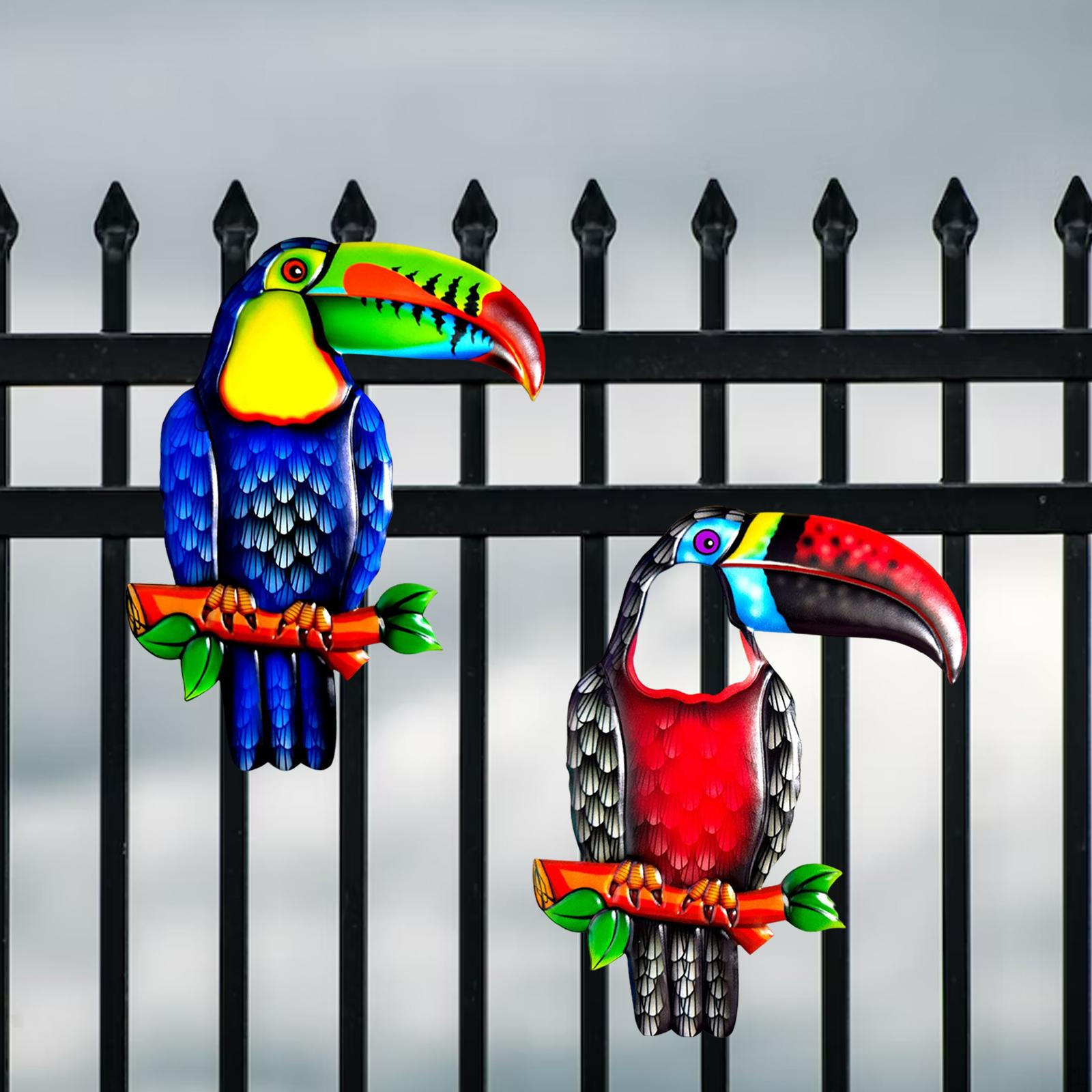 

2x Creative Bird Wall Art, Elegant Statue Ornaments Crafts Hanging Toucan Figurine for Cafe Holidays