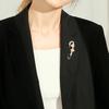 Brooch Pin 3D Flower Decor Scarf Pin with Rhinestone Inlay Thick Stable Lock Anti-exposure Suits Coats Sweaters Pin