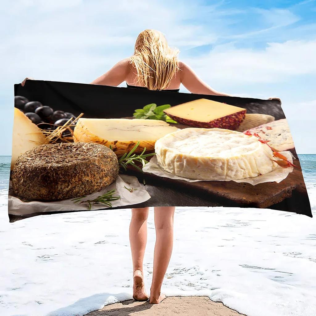 Pizza Print Beach Towel Hamburger Extra Large Pool Towel Adults Soft Cute Cartoon Food Patterns Absorbent Fluffy Beach Towels
