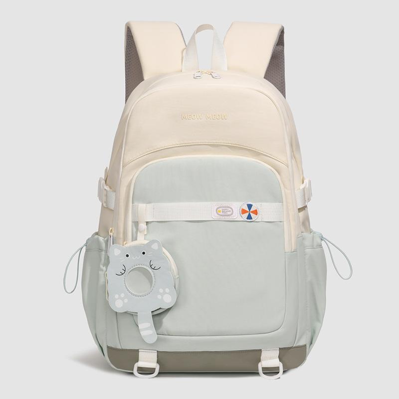 Cute Pink School Backpack with Front Pocket Casual Daypack for Girls Students Daily Use