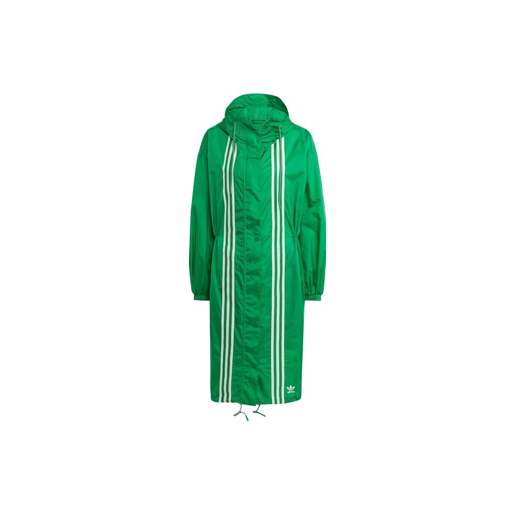 adidas Originály 70. léta Color Block Dlouhá bunda s kapucí Dámská bunda Zelená IK7856