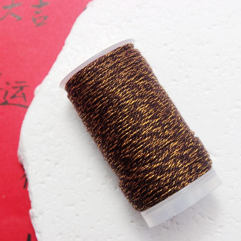 1.0/1 2Mm Sprinkling Gold Thread Plus Gold Hand Rubbing Cotton Thread 18 Strands Non-Elastic Hand Cotton Thread 25 Meters Roll Diy Braided Rope Wenwan