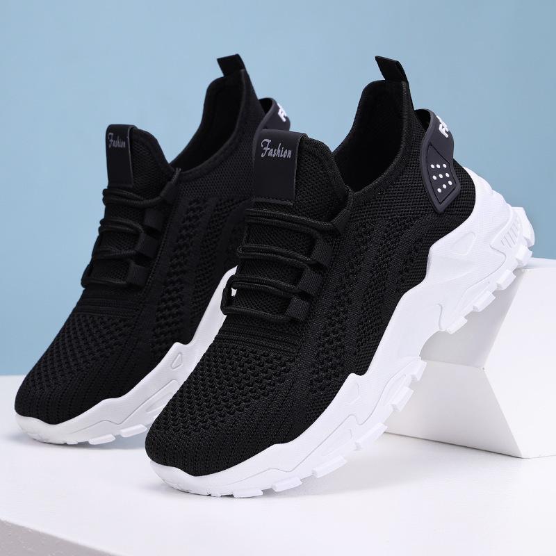Lightweight Breathable Knit Sneakers - Women's Comfortable Low-Top Running Shoes with Soft Sole for All Seasons