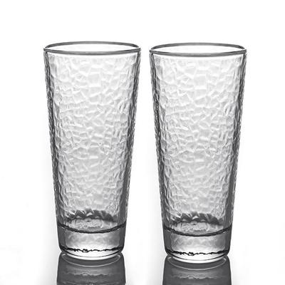2er Set 14.4oz 420ml Glas Großes Fassungsvermögen Cocktailgläser Bar Amerikanisches Eiskaffee-Glas Café Gehämmertes Muster Transparentes Glas