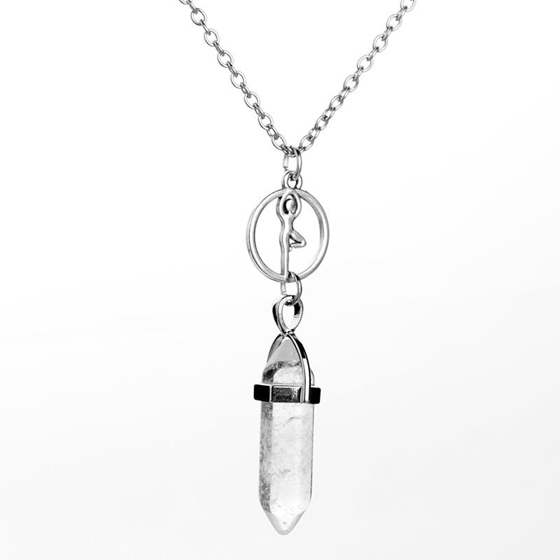 New Healing Natural Stone Reiki Chakra Protection Pendant Necklace Wicca Pentagram Lotus Yoga Sign Women Girls Jewelry Gifts