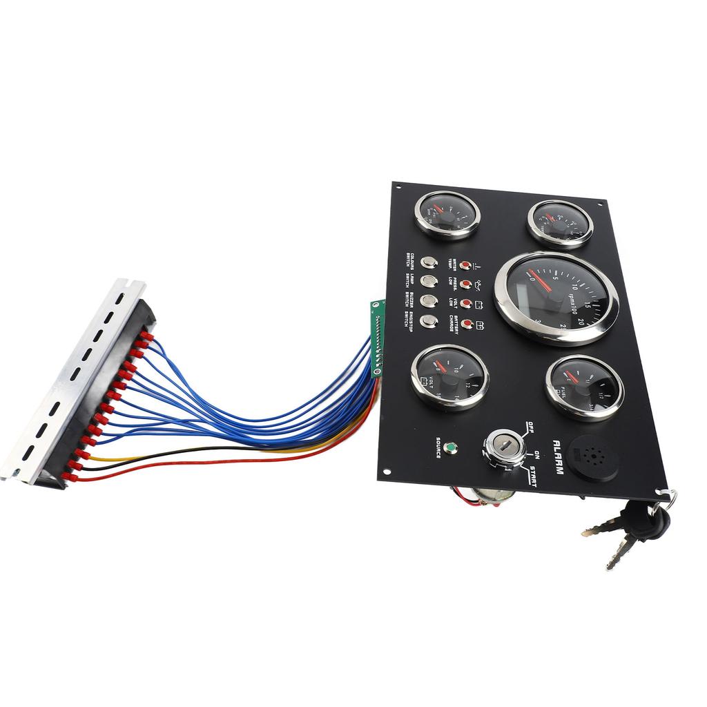 5 Gauge Set Instrument Panel 12V 7 Colors Oil Level Water Temperature Oil Pressure Voltage Display for Marine Boat