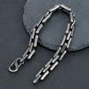 Men's Heavy Handmade Chain Bracelet Never Fade Double Push Carabiner Clasp Stainless Steel Punk Rectangle Link Accessory