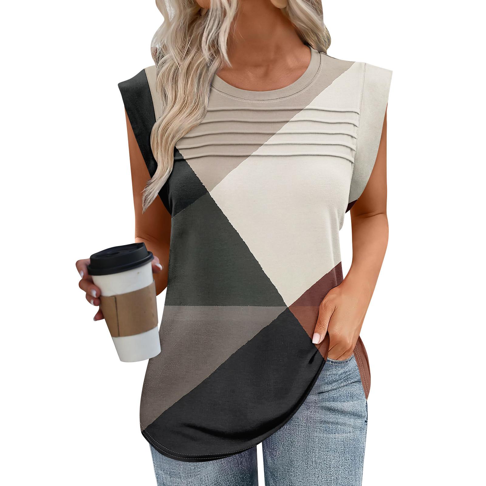 

Женская майка-топ, летняя, нарядная, повседневная, свободного кроя, плиссированные рубашки, футболки с короткими рукавами S хаки