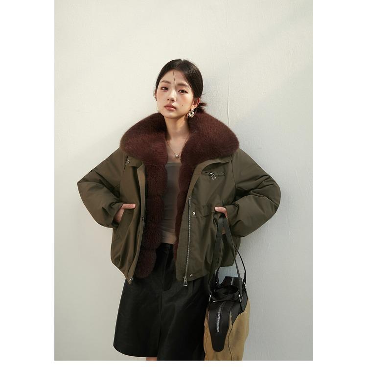 Fashion Short Winter Faux Fur Coat for Women Korean Style Classic Young Elegant Cotton Padded Jacket Versatile Warm Outerwear