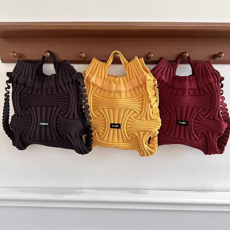 Multifunctional Pleated Elastic Knit Backpack