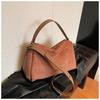 Monochromatic Faux Suede Shoulder Bag for Women Zipper Boston Bag Large Capacity Simple and Elegant High Quality New Style