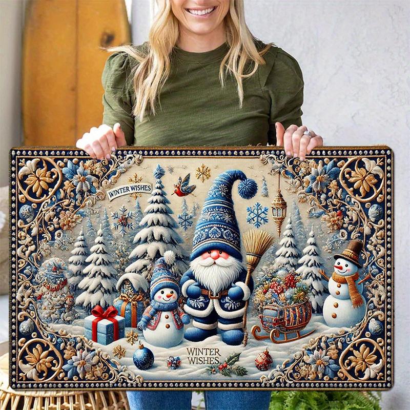 VIKAMA Christmas Carpet Entrance Welcome Mat Winter  Snowman Carpet Waterproof Floor Mat Rug For Bedroom Home Decorat
