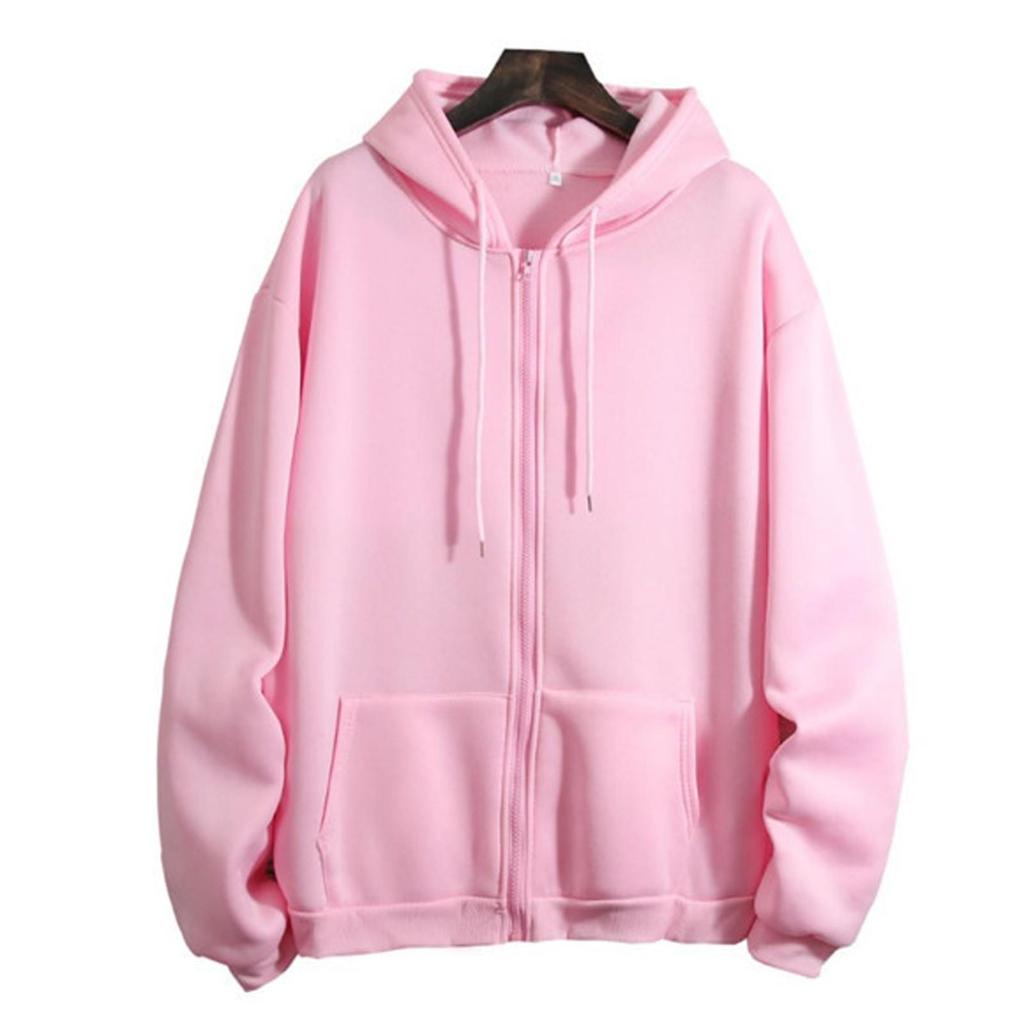 Kadın Modası Günlük Kapüşonlu Fermuarlı Uzun Kollu Düz Renk Sweatshirt