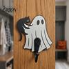 Halloween Home Decorations Ghost Cat Wooden Hanging Hook for Keys Hats, Decorative Cute Pumpkin Wall Hooks Hanger, Living Room Bedroom Entryway