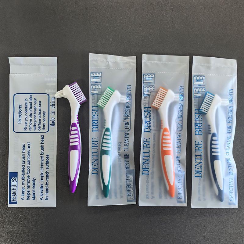 Colorful Double-Headed Denture Cleaning Brush - Daily Necessity.