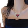 Dark Red Ghost Claw Pendant Necklace - Bold, Niche Design for Women