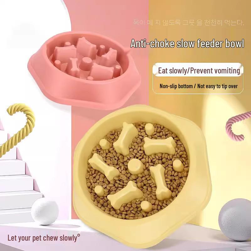 Anti-Choke Slow Feeder Bowl for Medium & Large Dogs - Anti-Tip Design for Golden Retrievers, Puppies, & Cats