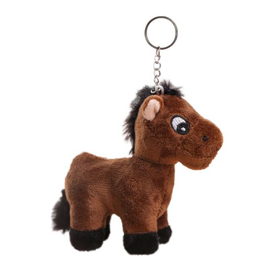 Cute Cartoon Plush Horse Doll Keychain Miniature Stuffed Animal Keyring Bag Pendant Stress Relief Toy