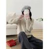 Autumn and winter new textured simple knitted cardigan women's solid color versatile loose lazy sweater jacket