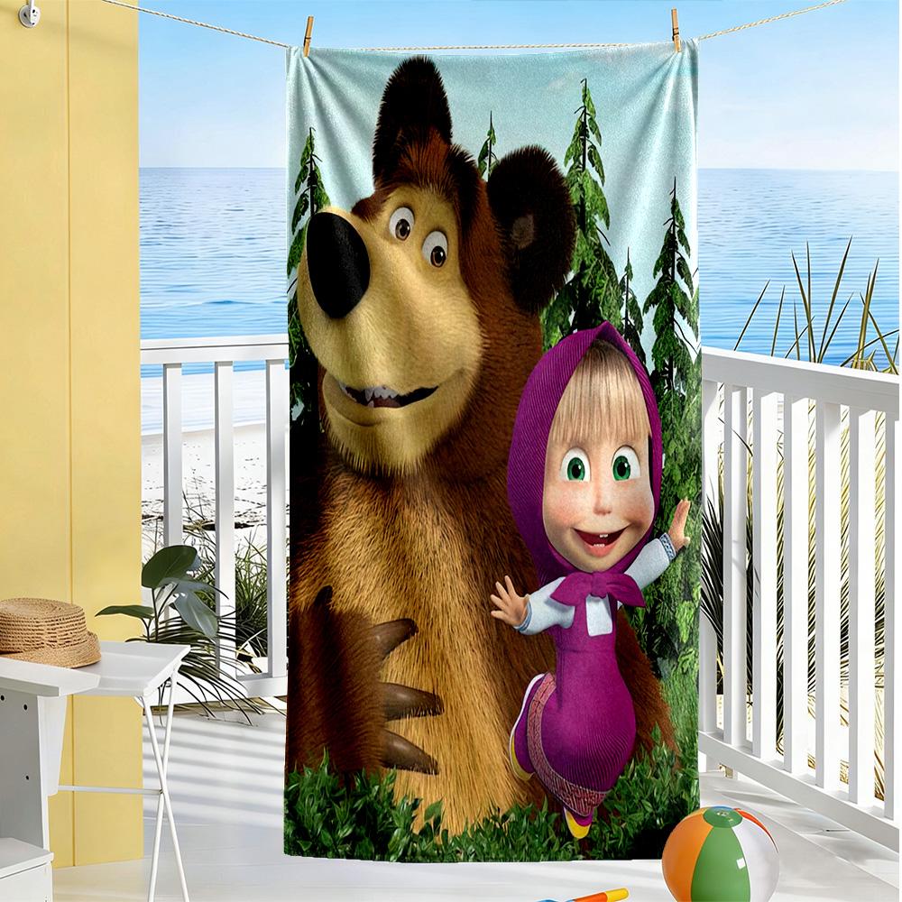 Masha Bear Beach Towel Soft Durable Quick-Dry Comfortable Lightweight