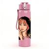 1PC Long Hair Girl Portrait Art Print 750ml Color Plastic Sports Water Bottle Leakproof Flip Straw Lid Suitable for Sports Office Home Use