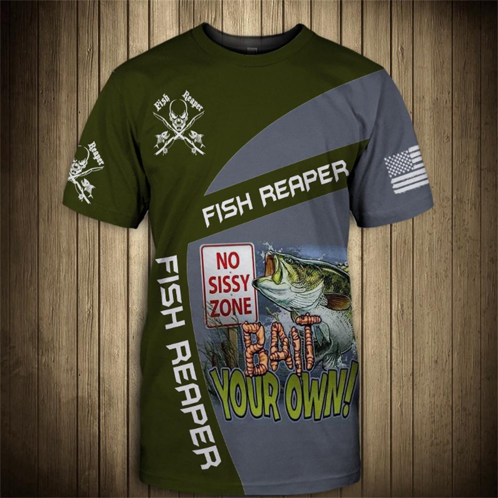 Vintage T Shirt for Mens Fishing 3D Print Outdoor Sports Short Sleeve Top Casual Man's T-Shirt Loose Tee Graphic Men Clothing