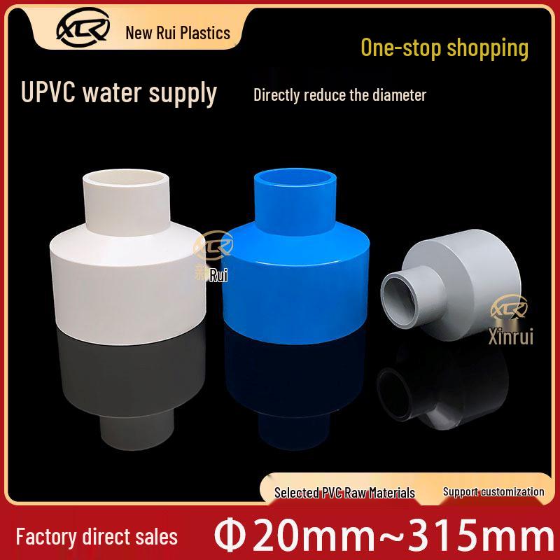PVC Reducer Water Pipe Connector Fittings - Sizes: 20, 25, 32, 40, 50, 63, 75; Colors: Gray, White, Blue
