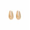 Hong Kong Style Retro Light Luxury Gold Plain Ring Earrings Women'S High Sense Niche Design Geometric Oval Fashion Trend Ear Buckle