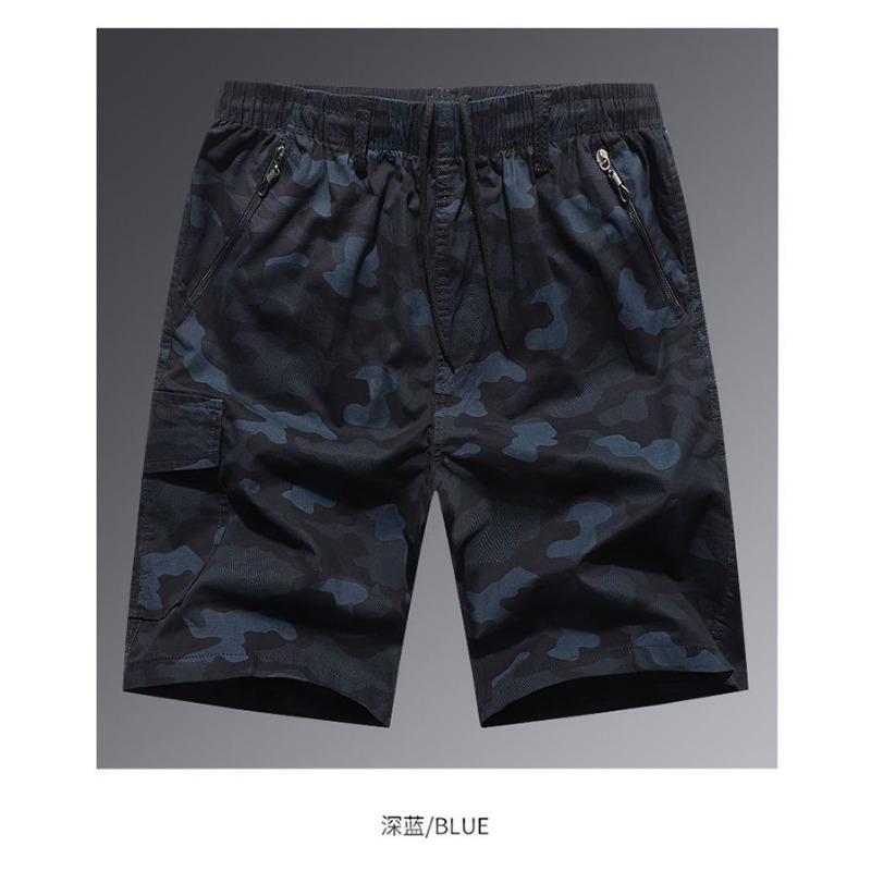 

Men s Camouflage Cargo Shorts Drawstring Waist Multi Pocket Lightweight Casual Outdoor L темно-синього кольору