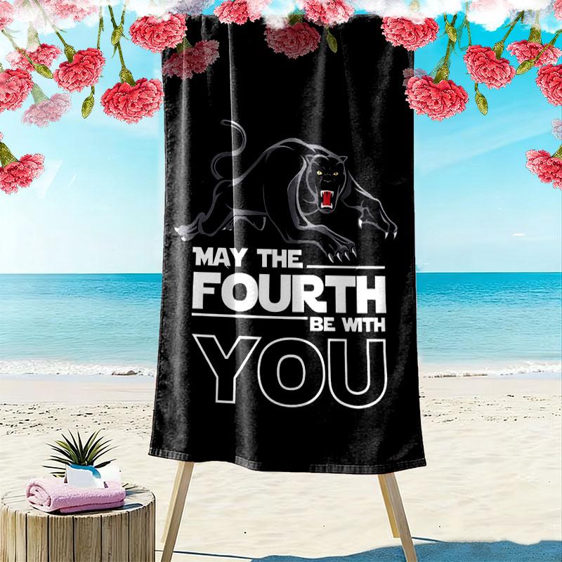 Penrith Panthers Charge Print Beach Towel, Large Soft Quick Dry Towel for Beach Camping Swimming