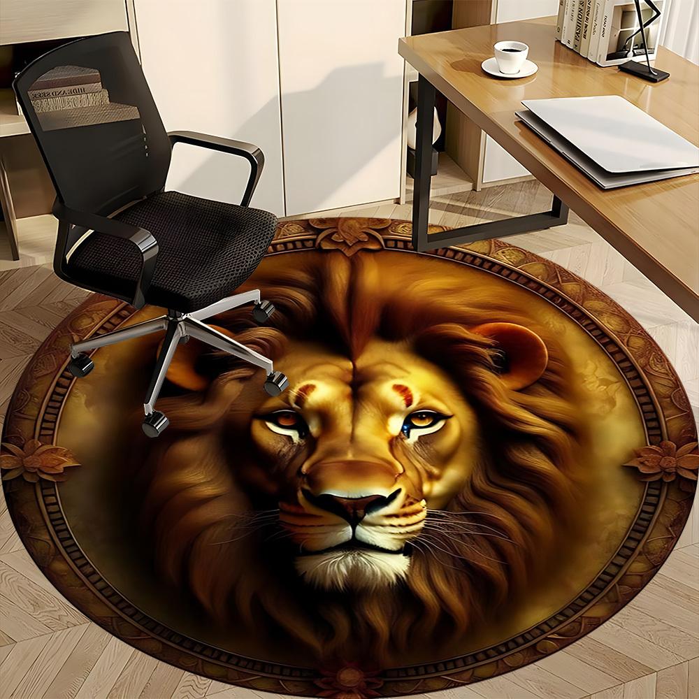 1pc Lion Head Ornament Chair Carpet for Office, Soft Comfortable Mat For Office, Living Room, Bedroom, Machine Washable Carpet Yy251112138