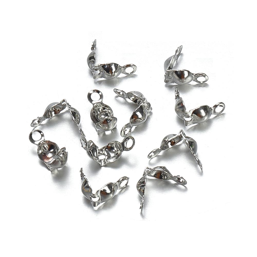 200pcs 4x7mm DIY Ball Chain Clasp End Crimps Calotte Connectors Beads Fastener Accessories for Jewelry Making Components