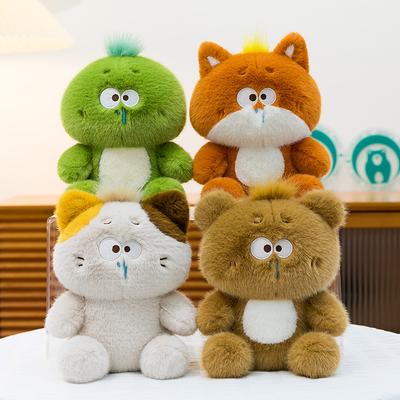 Vente en gros Série Snot Silly Peluche Regard Animal Ours Chat Poupée Kawaii Tortue Renard Oreiller Jouet Doux Adorable Cadeau Pour Enfants Amis