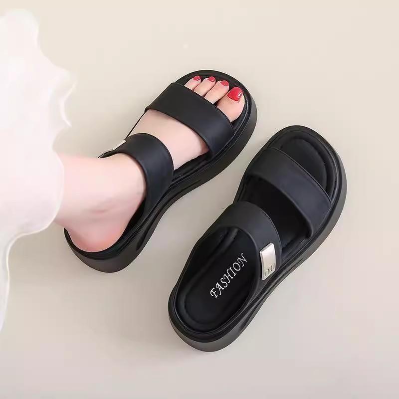 Temperament casual beach shoes wear new versatile thick-soled heightening cool slippers women's summer