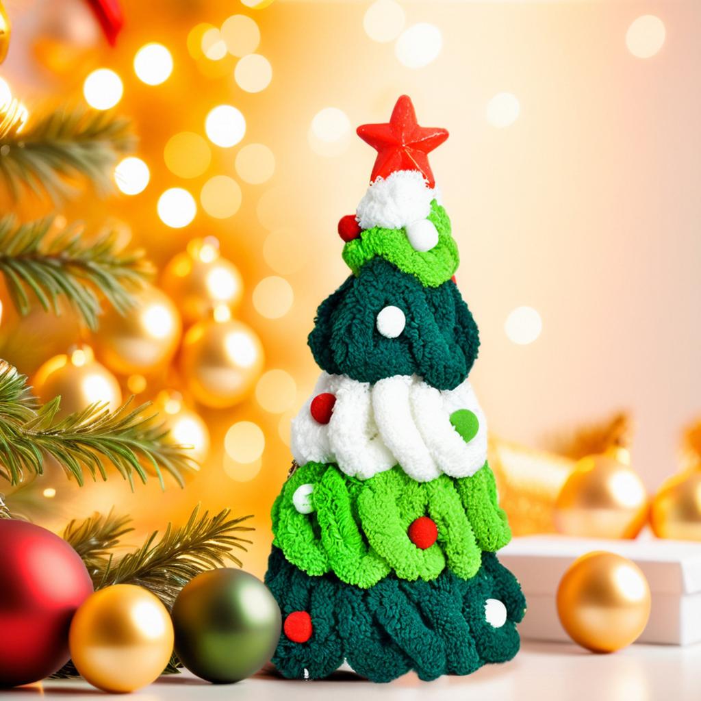 Red, Green And Christmas Colored Small Balls Handmade Bow Christmas Tree Ornaments Desktop Decoration