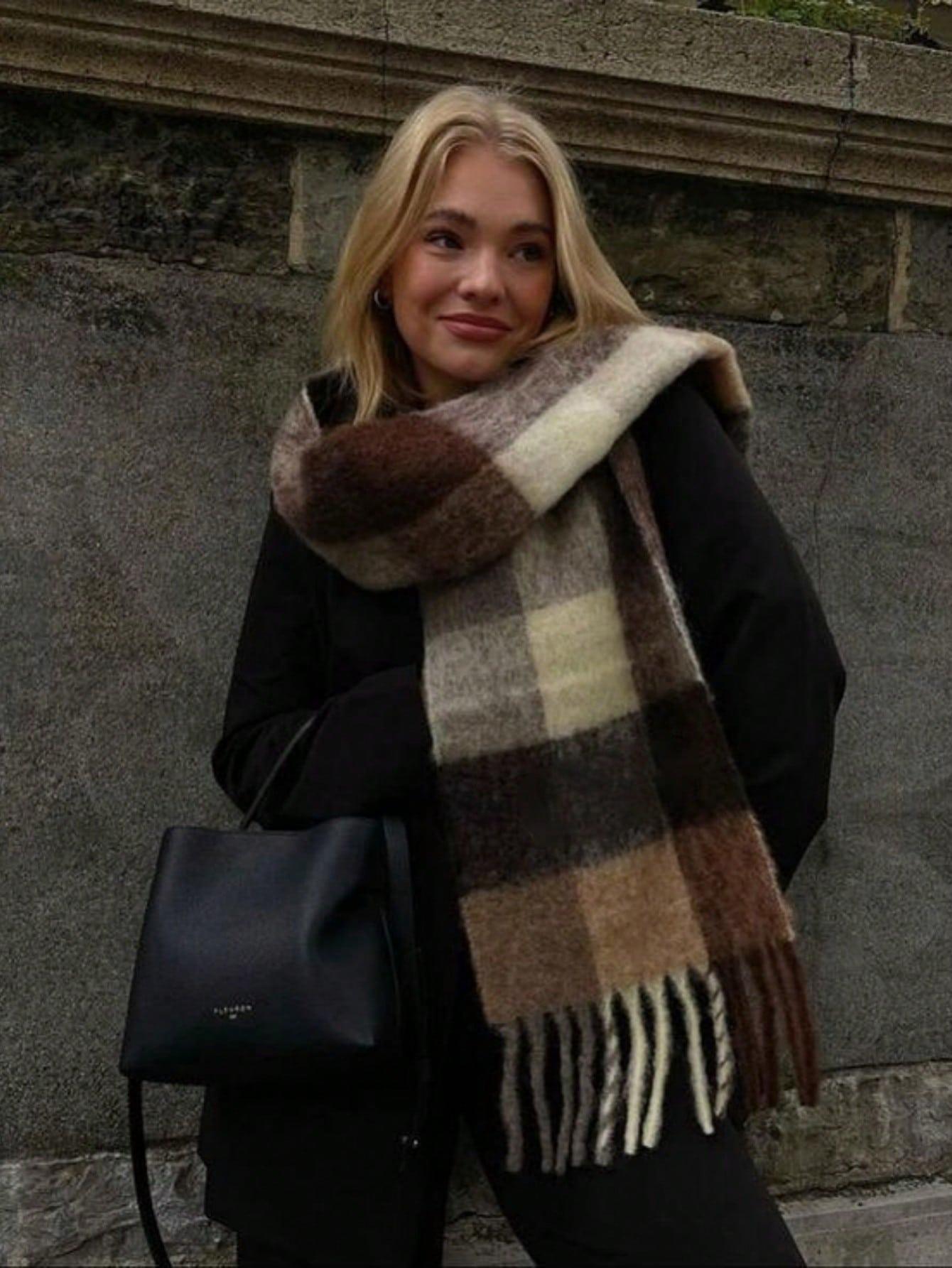 

Luxury Plaid Scarf Winter Warm Cashmere Women Long Bandana Pashmina Foulard Female Scarves Tassel Shawl And Wraps Design 34x200cm