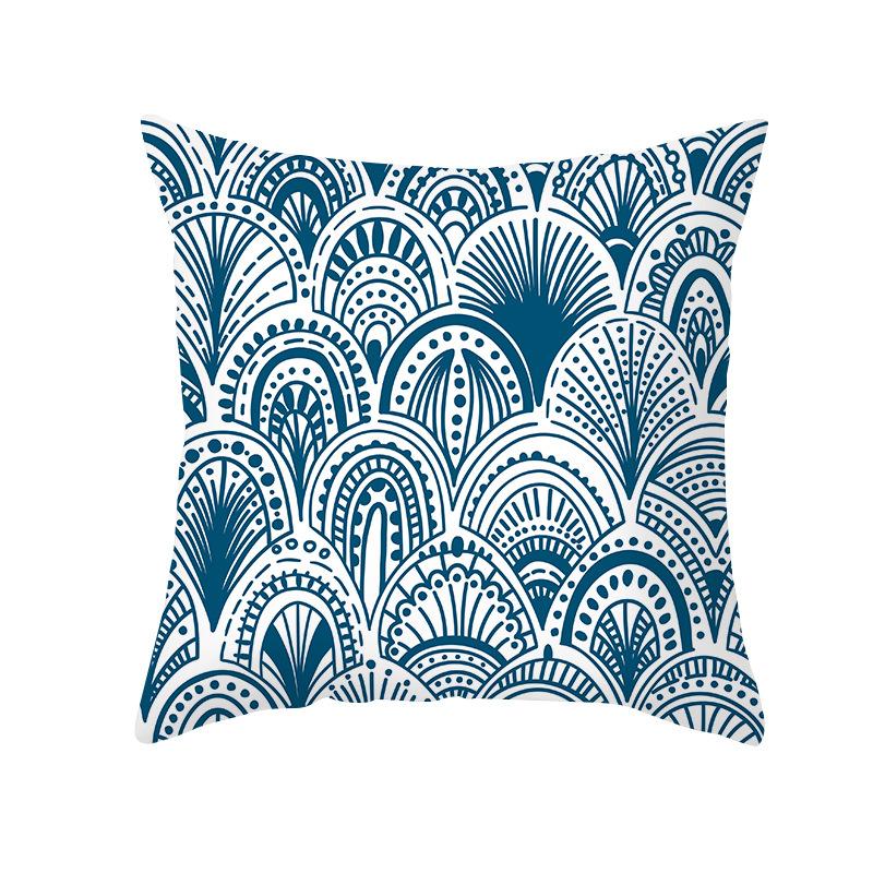 Simple Nordic Style Pillowcase Blue Wave Dolphin Office Sofa Printed Cushion Pillowcase Home