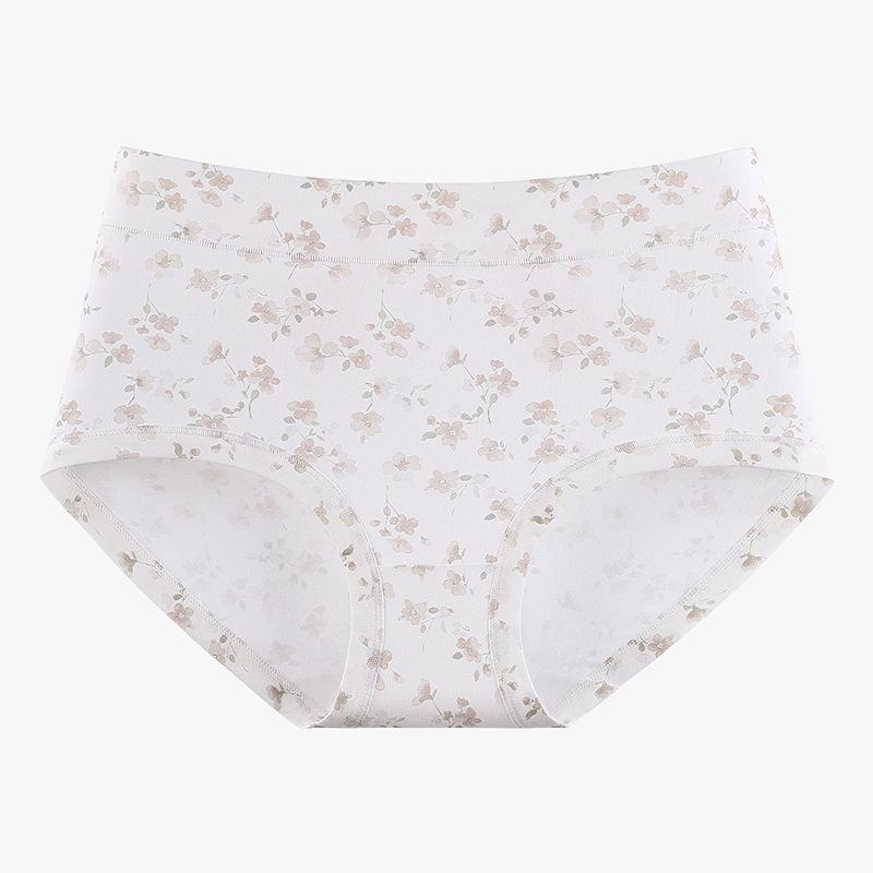 Plus Size Ladies Spring and Summer Floral Print Soft Breathable Comfortable Waist Triangle Briefs