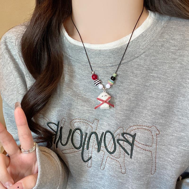 Bohemian Ceramiczny Naszyjnik: Vintage Etniczny Długi Łańcuszek do Swetra i Choker Zen