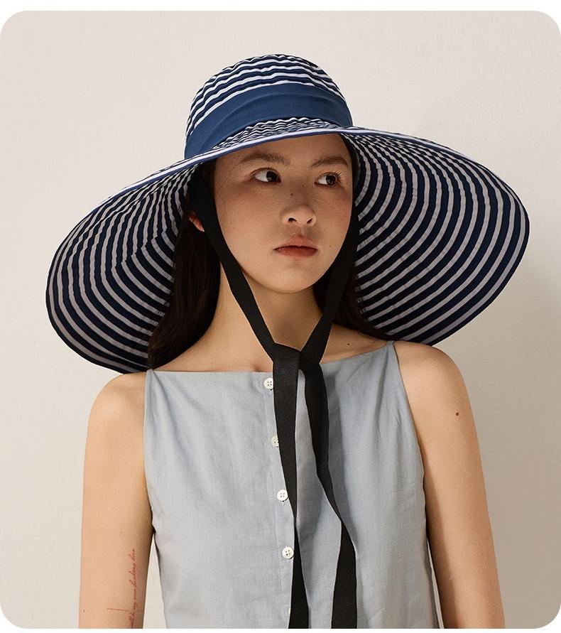 Large-brim Women's Summer Outdoor Sun Hat Foldable Sun Hat Woven UPF 50+ Sun Protection