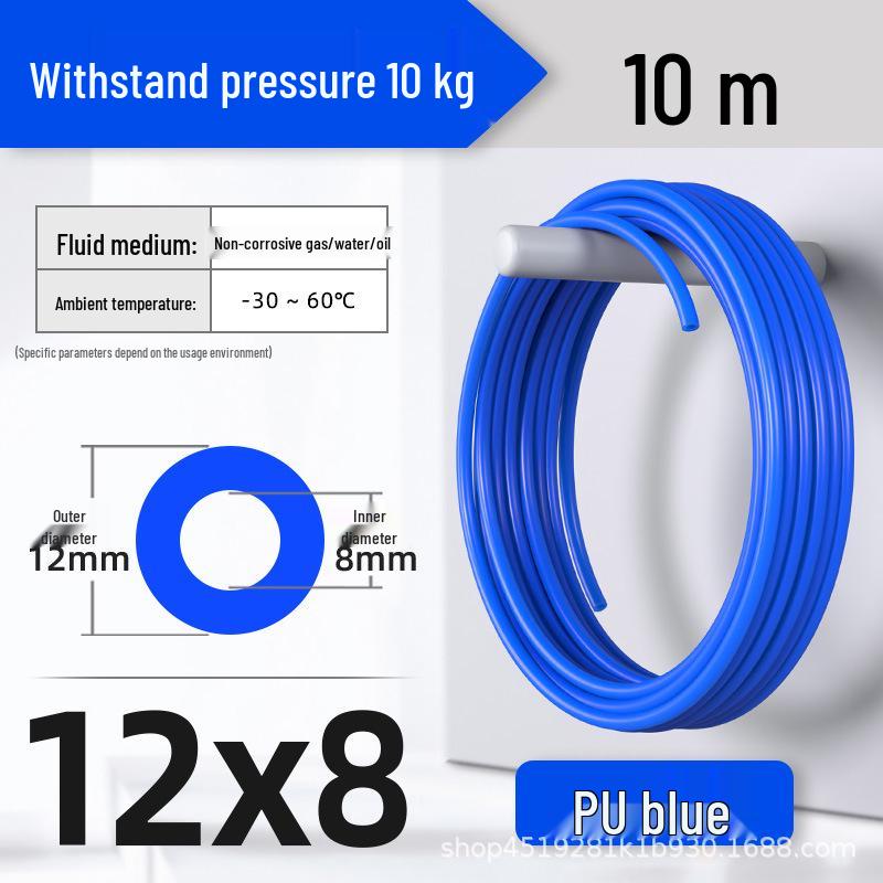 Zhuo Ji 8mm High-Pressure Transparent PU Air Hose for Air Compressors (Sizes: 4/6/10/12/14/16)