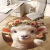 1pc Anime Design Flower Crown Lamb Round Carpet - Office Chair Mat, Non-Slip Rug for Home Decor, Suitable for All Seasons, Perfect Gift for Anime Love