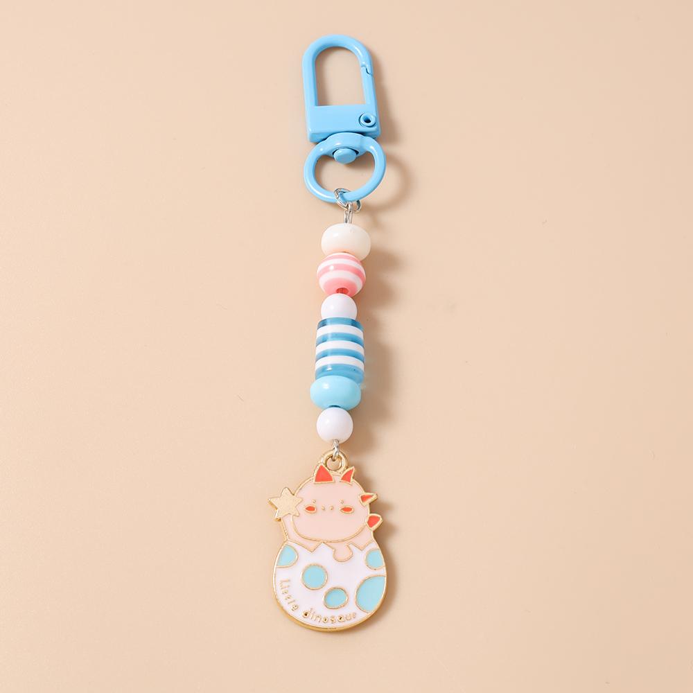 

Lovely Enamel Animal Dinosaur Keychain Women Girls Handmade Beaded Key Ring Pendants for Handbag Decor DIY Jewelry Gift