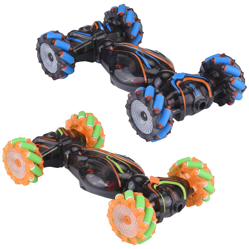 Remote Control Car, 2.4GHz 4WD Gesture Sensing Stunt Car with Spray, Lights and Music, 360° Rotation