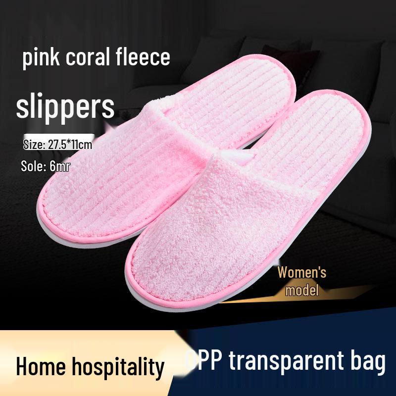 Luxury Washable Coral Fleece Slippers for Guests - Thick Sole, Ideal for Home, Salon, Autumn & Winter