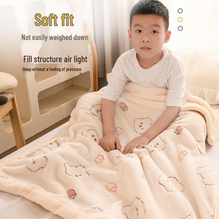 Gruby Koralowy Polarowy Koc dla Dzieci - Przytulna Zimowa Kołdra dla Niemowlaka, na Drzemkę lub do Biura