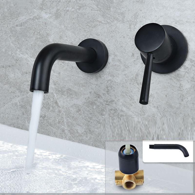 Modern Brass Wall Mounted Bathroom Basin Faucet Wall Sink Swivel Spout Bathtub Mixer Tap Crane Antique Bronze Finished