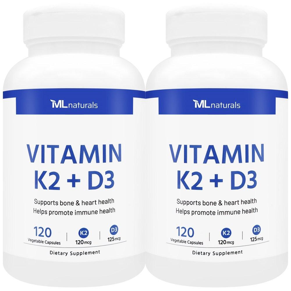 US Fast My Life Naturals Vitamin K2 120mcg + D3 125mcg 2 pcs 120 Tablets